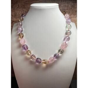 NEW Multi quartz knotted 18 inch necklace with 925 magnetic clasp
